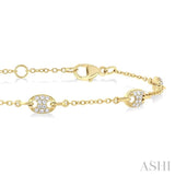 1/3 Ctw Mariner Link Round Cut Diamond Station Bracelet in 14K Yellow Gold
