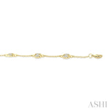 1/3 Ctw Mariner Link Round Cut Diamond Station Bracelet in 14K Yellow Gold