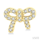 1/8 Ctw Bow Tie Round Cut Diamond Petite Fashion Earrings in 10K Yellow Gold