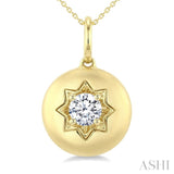 5/8 Ctw Circle Round Cut Diamond Fashion Dome Pendant With Chain in 14K Yellow Gold