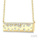 1/3 Ctw Round cut Diamond Horizontal Mosaic Bar Necklace in 10K Yellow Gold