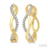 1/10 Ctw Entwined Round Cut Diamond Hoop Earrings in 14K Yellow Gold