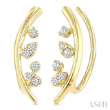 1/10 Ctw Round Cut Diamond Fashion Ear Climbers in 10K Yellow Gold