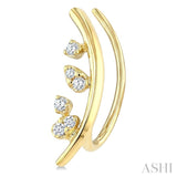 1/10 Ctw Round Cut Diamond Fashion Ear Climbers in 10K Yellow Gold