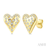 1/5 Ctw Round Cut Diamond Heart Mosaic Stud Earrings in 10K Yellow Gold