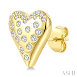 1/5 Ctw Round Cut Diamond Heart Mosaic Stud Earrings in 10K Yellow Gold
