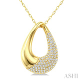 1/3 Ctw Round Cut Diamond Aeris Gold Open Window Teardrop Fashion Pendant With Chain in 14K Yellow Gold