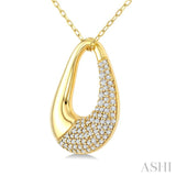 1/3 Ctw Round Cut Diamond Aeris Gold Open Window Teardrop Fashion Pendant With Chain in 14K Yellow Gold