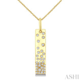 1/4 Ctw Round Cut Diamond Vertical Mosaic Bar Fashion Pendant With Chain in 10K Yellow Gold