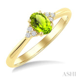 1/20 Ctw Oval Cut 6X4 MM Peridot and Round Cut Diamond semi-precious Ring in 10K Yellow Gold