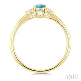 1/20 Ctw Oval Cut 6X4 MM Aquamarine and Round Cut Diamond semi-precious Ring in 10K Yellow Gold