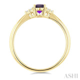 1/20 Ctw Oval Cut 6X4 MM Amethyst and Round Cut Diamond Semi Precious Ring in 10K Yellow Gold