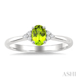 1/20 Ctw Oval Cut 6X4 MM Peridot and Round Cut Diamond semi-precious Ring in 10K White Gold