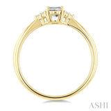 1/20 Ctw Oval Cut 6X4 MM White Topaz and Round Cut Diamond semi-precious Ring in 10K Yellow Gold