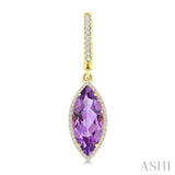 16X7 MM Evoque Gemstones Marquise Shape Amethyst and 3/8 Ctw Round Cut Diamond Semi-Precious Earrings in 14K Yellow Gold