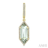 16X6 MM Evoque Gemstones Hexagon Shape Green Amethyst and 3/8 Ctw Round Cut Diamond Semi-Precious Earrings in 14K Yellow Gold