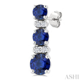 2.2-3.3 MM Round Shape Sapphire and 1/50 Ctw Round Cut Diamond Hoop  Earrings in 10K White Gold