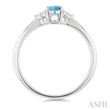 1/20 Ctw Oval Cut 6X4 MM Aquamarine and Round Cut Diamond semi-precious Ring in 10K White Gold