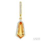 12X5 MM Evoque Gemstones Shield Shape Citrine and 1/3 Ctw Round Cut Diamond Semi-Precious Earrings in 10K Yellow Gold