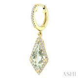 12X5 MM Evoque Gemstones Kite Shape Green Amethyst and 1/3 Ctw Round Cut Diamond Semi-Precious Earrings in 10K Yellow Gold