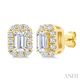 1/4 Ctw Octagon and Round Cut Diamond Fashion Halo Stud Earrings in 14K Yellow Gold