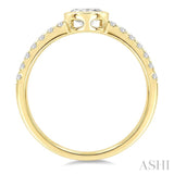 1/2 Ctw Luna Bezel East-West Oval Cut and Round Cut Diamond Ring in 14K Yellow Gold