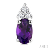 1/20 Ctw Oval Cut 5X3 MM Amethyst and Round Cut Diamond semi-precious Earrings in 10K White Gold