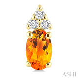1/20 Ctw Oval Cut 5X3 MM Citrine and Round Cut Diamond semi-precious Earrings in 10K Yellow Gold