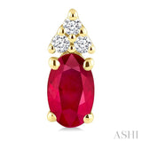 1/20 Ctw Oval Cut 5X3 MM Ruby and Round Cut Diamond Precious Earrings in 10K Yellow Gold