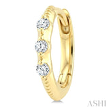 1/10 Ctw Round Cut Diamond huggie Fashion Hoop Earrings in 10K Yellow Gold