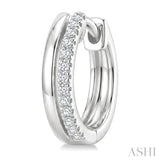 1/10 Ctw Petite Round Cut Diamond Fashion Huggie Earrings in 10K White Gold