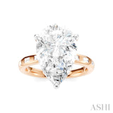 1/3 Ctw Pear Shape Baguette and Round Cut Diamond Semi-Mount Engagement Ring in 14K Rose and White Gold