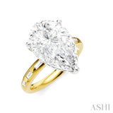 1/3 Ctw Pear Shape Baguette and Round Cut Diamond Semi-Mount Engagement Ring in 14K Yellow and White Gold