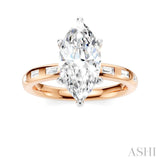 1/4 Ctw Marquise Shape Baguette and Round Cut Diamond Semi-Mount Engagement Ring in 14K Rose and White Gold