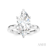 1/4 Ctw Marquise Shape Baguette and Round Cut Diamond Semi-Mount Engagement Ring in 14K White Gold