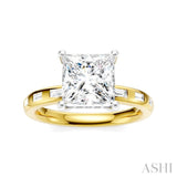 1/3 Ctw Akari Princess Shape Baguette and Round Cut Diamond Semi Mount Engagement Ring in 14K Yellow and White Gold