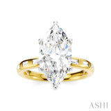 1/4 Ctw Marquise Shape Baguette and Round Cut Diamond Semi-Mount Engagement Ring in 14K Yellow and White Gold