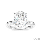 1/3 Ctw Akari Oval Shape Baguette and Round Cut Diamond Semi Mount Engagement Ring in 14K White Gold