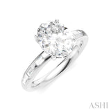 1/4 Ctw Oval Shape Baguette and Round Cut Diamond Semi-Mount Engagement Ring in 14K White Gold