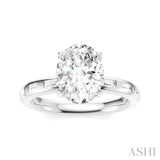 1/4 Ctw Oval Shape Baguette and Round Cut Diamond Semi-Mount Engagement Ring in 14K White Gold