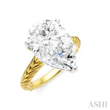 1/8 Ctw Pear Shape Round Cut Diamond Akari Wheat Shank Semi-Mount Engagement Ring in 14K Yellow and White Gold