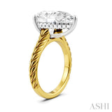 1/8 Ctw Pear Shape Round Cut Diamond Akari Wheat Shank Semi-Mount Engagement Ring in 14K Yellow and White Gold