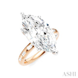 1/3 Ctw Marquise Shape Baguette and Round Cut Diamond Semi-Mount Engagement Ring in 14K Rose and White Gold
