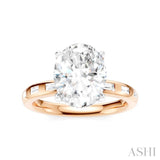 1/3 Ctw Akari Oval Shape Baguette and Round Cut Diamond Semi Mount Engagement Ring in 14K Rose and White Gold