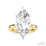 1/3 Ctw Marquise Shape Baguette and Round Cut Diamond Semi-Mount Engagement Ring in 14K Yellow and White Gold