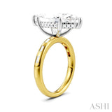 1/3 Ctw Marquise Shape Baguette and Round Cut Diamond Semi-Mount Engagement Ring in 14K Yellow and White Gold