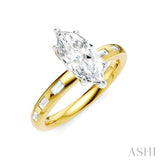 1/4 Ctw Marquise Shape Baguette and Round Cut Diamond Semi-Mount Engagement Ring in 14K Yellow and White Gold