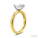 1/4 Ctw Marquise Shape Baguette and Round Cut Diamond Semi-Mount Engagement Ring in 14K Yellow and White Gold
