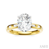 1/4 Ctw Oval Shape Baguette and Round Cut Diamond Semi-Mount Engagement Ring in 14K Yellow and White Gold
