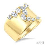 1 1/4 Ctw Mixed Diamond Cut Fashion Wide Band in 14K Yellow Gold